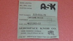 2PCS Aircraft KNOB INFRAMETRICS 0.190 inch MS21382-12 AEROSPACE KNOB 533-014-70