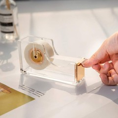 SIRMEDAL Contemporary Ultra Clear Acrylic Gold Quality Tape Dispenser Single …