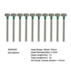 Dental Diamond Burs FG 909/042C Wheel Donut Shape Coarse Grit High Speed Burr