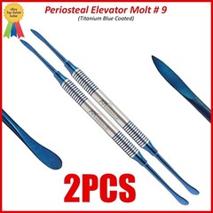 Dental Periosteal Elevator Molt # 9 Blue Titanium Coated Double Ended 2Pcs