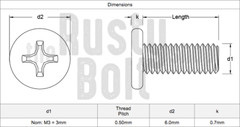 M3 x 5mm, Phillips Wafer Flat Head Screws, Computer, Laptop, Machine