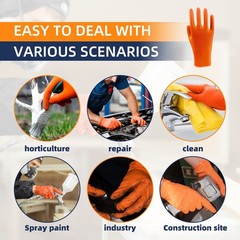 8 Mil Diamond Grip Nitrile Gloves Orange 100pc Raised Diamond Texture Industrial