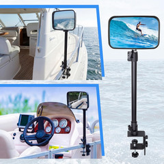 Pontoon Boat Rear View Mirror with Telescoping Pole 10″ X 6.3″ 360° Adjustable M