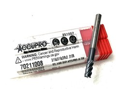 2PC Accupro 70211008 3/16″ 5FL Corner Radius End Mill .01R Solid Carbide AlTiN