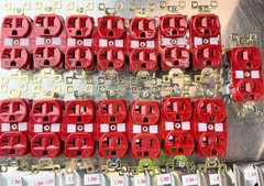 15 ea HRED HOSPITAL GRADE 20A 125V RED DUPLEX RECEPTACLES w/ Chrome Cover Plates