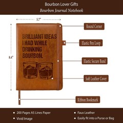 Bourbon Gifts Men Women, Bourbon Leather Journal 200 Pages Engraved Notebook …