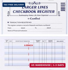 Larger Lines 20 Pack Checkbook Register, Check Registers for Personal Use, Blank