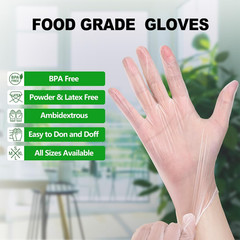 Disposable Vinyl Gloves, Food Safe, Latex-Free Powder-Free Clear Plastic Glov…