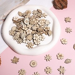 100 PCS Unfinished Wood Flowers Slice Leaf Pattern 2cm/0.78 inches,
