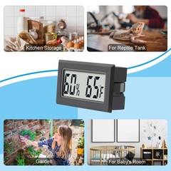 Mini Digital Thermometer 2-Pack Hygrometer 1.89 * 1.14 * 0.62 IN, black