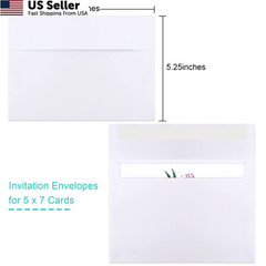 50 Packs 5×7 Envelopes, White A7 Envelopes for (5.25×7.25in),