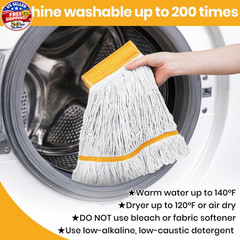(1PK) Commercial Mop Head Replacement 16 oz, Heavy 15.5 Oz, Yellow 1 Pack