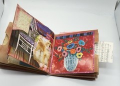 Hand Made Junk Journal Doggy And Yellow Flower. Medium Is Brown Paper Bags