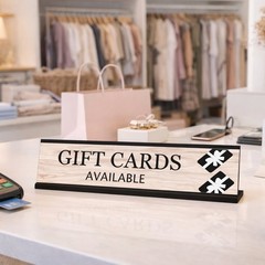 Signs ByLITA Gift Cards Available Graphic Black Frame, Desk Sign (2×8″)