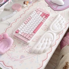 blingkiyo Large Gaming Mousepad, Leather Cute 11.8L x 31.5W inches, White