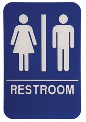 ADA Compliant, Restroom Signs, Blue, with Braille text 6″x9″