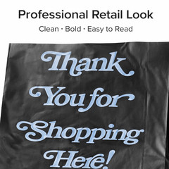 Black Thank You Liquor Bottle Bags 8x20x4 Heavy Duty 0.98 Mil (50-1000)