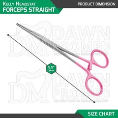 6 Pcs Kelly Hemostat Forceps 5.5″ Straight Pink Surgical Instruments Set