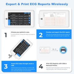 NEW 6/12-lead Electrocardiograph ECG EKG Machine + Glasgow ECG Interpretation