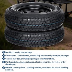 2-Pack ST175/80D13 Trailer Tire Rim 5 Lug 4.5 PCD Load C 6PR Black