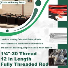 1/4-20 x 12 Fully Threaded Rod, 4PCS 1/4″-20 12 in All Threaded Rods, 304 Stainl