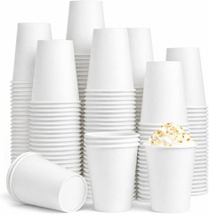 Paper Coffee Cups 12 oz, 100 Pack White Disposable Cups for Hot & Cold