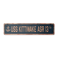 USS KITTIWAKE ASR 13 Vintage Street Sign us navy ship veteran sailor rustic gift