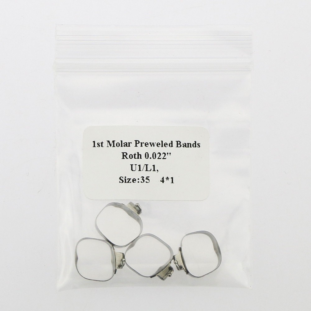 Dental Orthodontic Band 1st Molar Pre-Welded Buccal Tube #35-40+# Roth 022 U3/L2