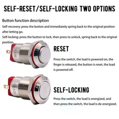 12mm Metal Push Button Switches Latching Momentary ON/OFF Illuminated Waterproof