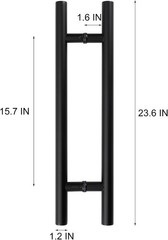 HONGYUN 24″ Commercial Door Pull Handle 304 Stainless Steel Black Pair.