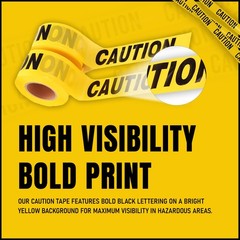 4 Pcs Yellow Caution Tape Roll Bulk, 3in wide X 4000ft (pack of 4, 1000ft eac…