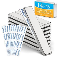 14 Pack Powerful Neodymium Bar Magnets, 60 x 10 x 3 mm Rare Earth Magnet Bar