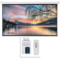 92″ 16:9 3D HD Foldable Electric Motorized Projector Screen Home Theater+ Remote