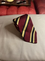Barneys New York Burgundy Yellow Gold Black Stripe Silk Tie Vintage 80s