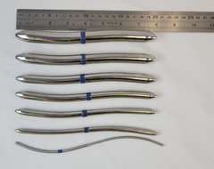 Set of 7 Aesculap Hegar Uterine Dilators 3-18 mm, Double-Ended, S-Shaped, 7-3/4″