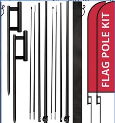 2 Pack-15ft Fiberglass Swooper Pole For 12ft Feather Flag HeavyDuty Ground Stake