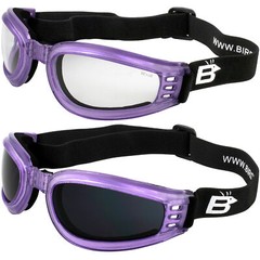 2 Birdz Eyewear Cardinal Purple Padded Goggles Super Dark + Clear Lenses