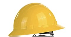 Direct Safety Full Brim Hard Hat, 4 Point Adjustable Ratchet Suspension, Class E
