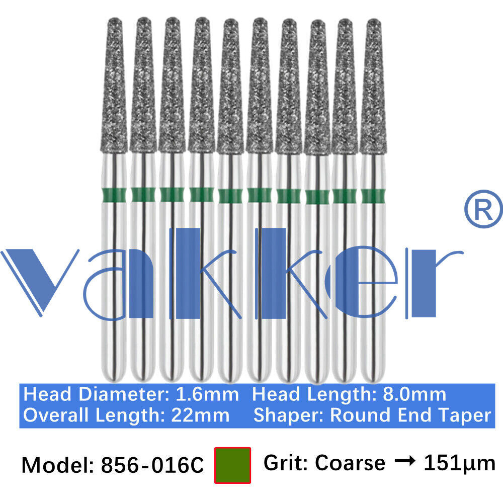Vakker Dental Round End Taper FG Diamond Bur 856-016C Coarse 10/pk