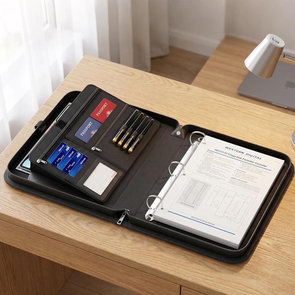 A4 3-Hole D-Ring Binder Folder, Fireproof Moisture Resistant Document Organizer