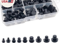 100 Pcs Silicone Rubber Hole Plugs Set – 9 Sizes T-Type Black Silicone Plugs Cap