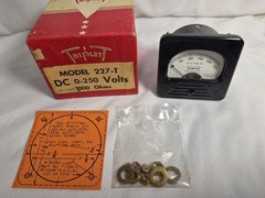 VTG NOS TRIPLETT MODEL 227-T DC 0-250 Volts METER IN Original Box Steampunk USA