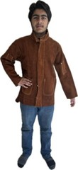 Leather Gold Dark Brown Leather Welding Jacket