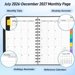 Daily Planner 2026-2027, 18-Month Weekly and Monthly 5.7 x 8.3 inches, Black