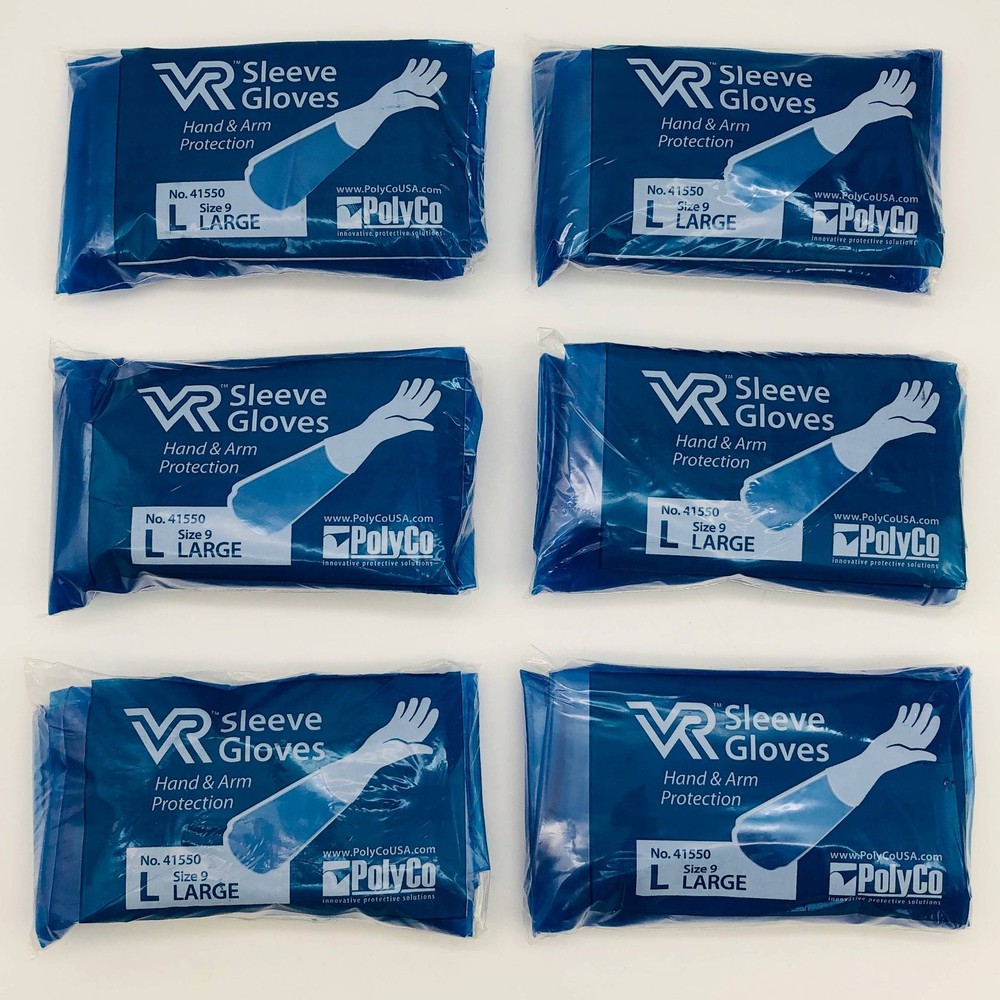 PolyCo 41550 Sleeve Gloves Large 11 Mil Disposable Nitrile Polyolefin 6 Pairs