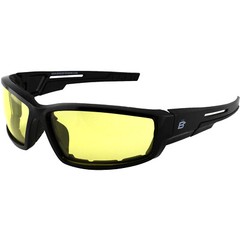 Birdz Eyewear Swoop Padded Motorcycle Sunglasses Black Frame Yellow Lens