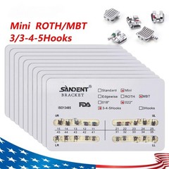 10-100Pack Orthodontic Dental Brackets Braces Mini Roth MBT.022 Slot Hooks 345/3