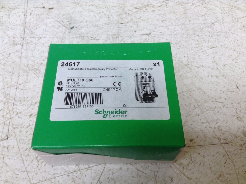 Schneider 24517 Multi 9 C60 D2A 2 Amp 2 Pole 480/277 V D 2A Circuit Breaker New