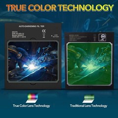 TRQWH True Color Welding Helmet Auto Darkening Solar Powered with 4 Sensors