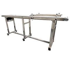 110V 82.7″*7.8″ Food Grade White PU Belt Conveyor Stainless Steel Body 120W